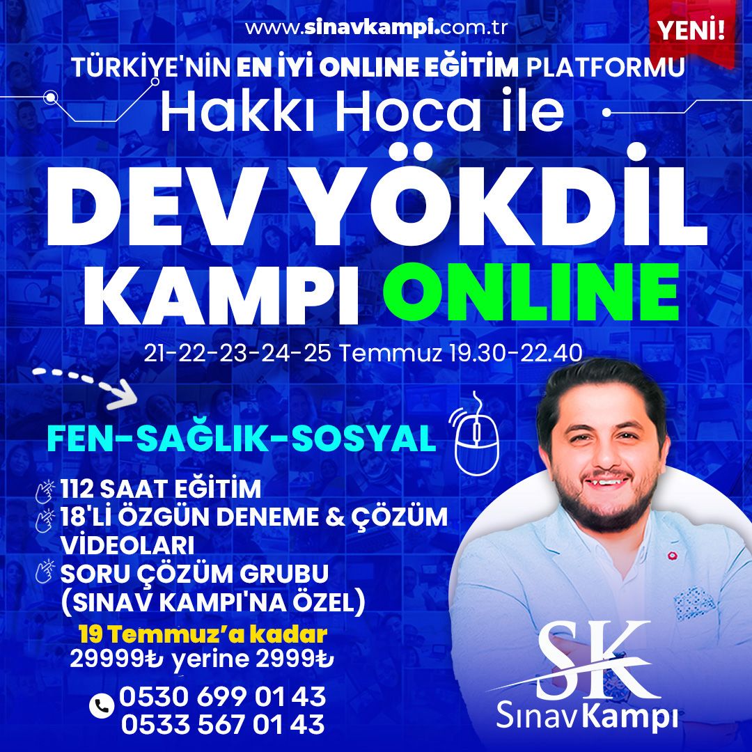 HAKKI HOCA VE ECE HOCA İLE 70 PUAN GARANTİLİ ONLINE YÖKDİL KURSU
